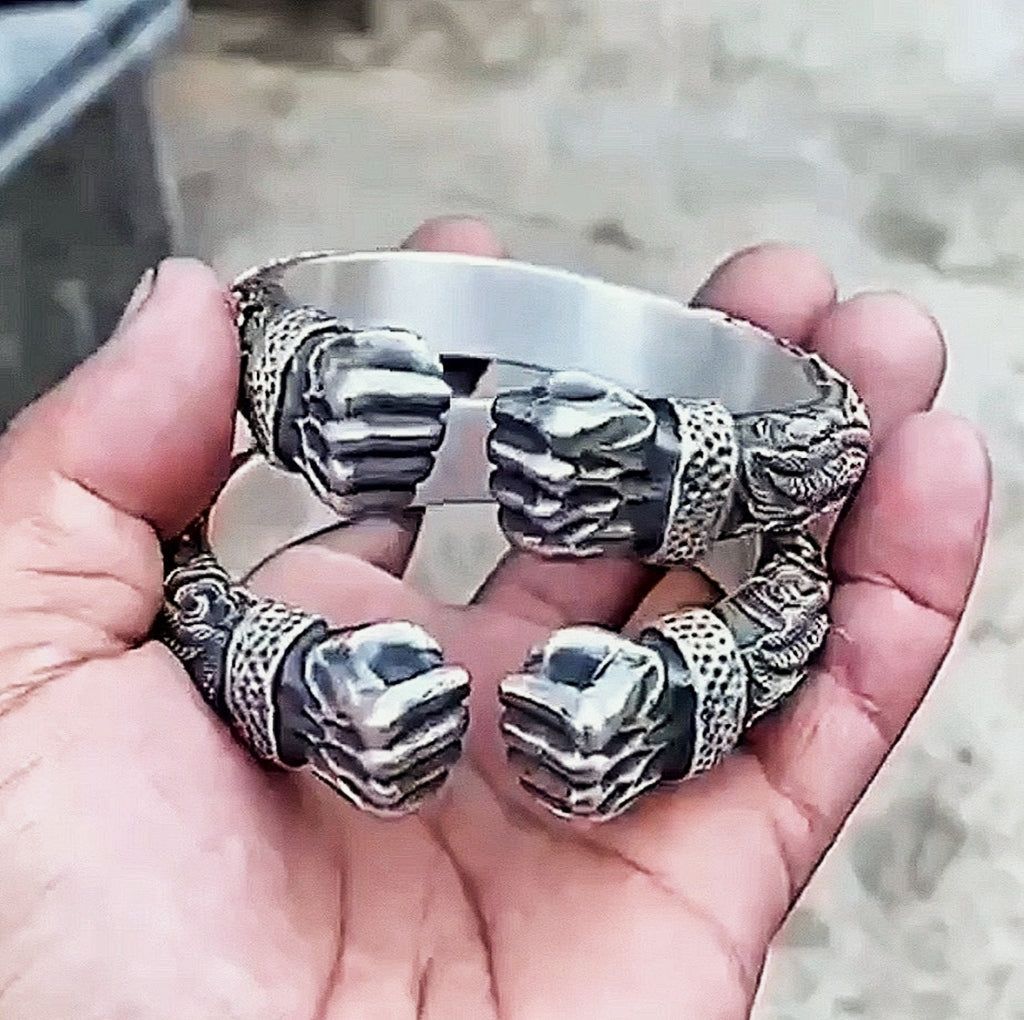 Power Fist Dragon Silver Bangle (Item No. B0187)