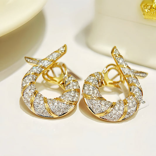 Vintage 18k Gold Diamond Earring (Item No. VT445）