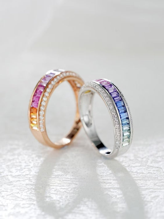 Rainbow Sapphire 18k Gold Ring (Item No. SA116）