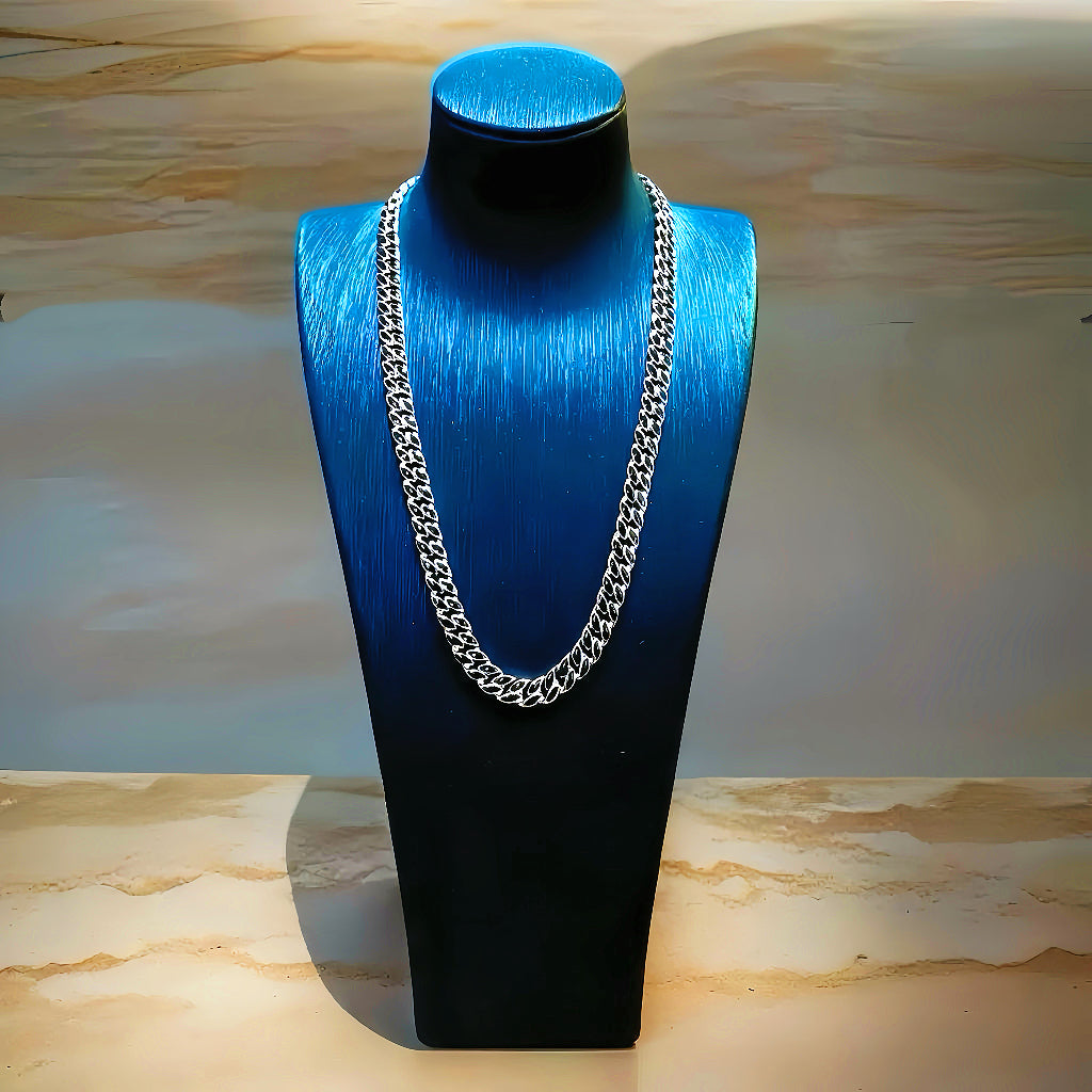 Curb Link Enamel Silver Necklace Chain (Item No. TDNS0003）