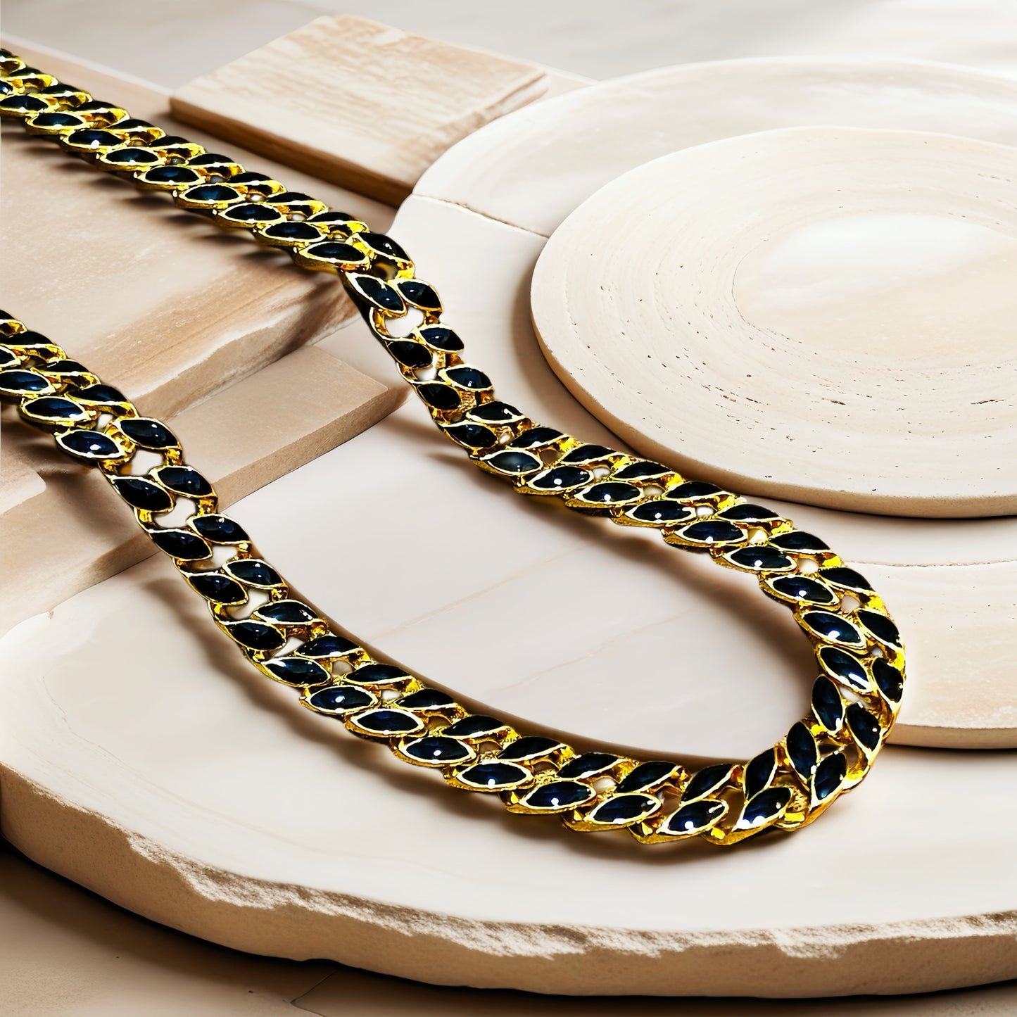 Curb Link Enamel Sterling Silver/9k/14k/18k Necklace Chain (Item No. GN0003）