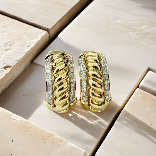 Vintage Weaving 18k Gold Diamond Earring (Item No. VT144）