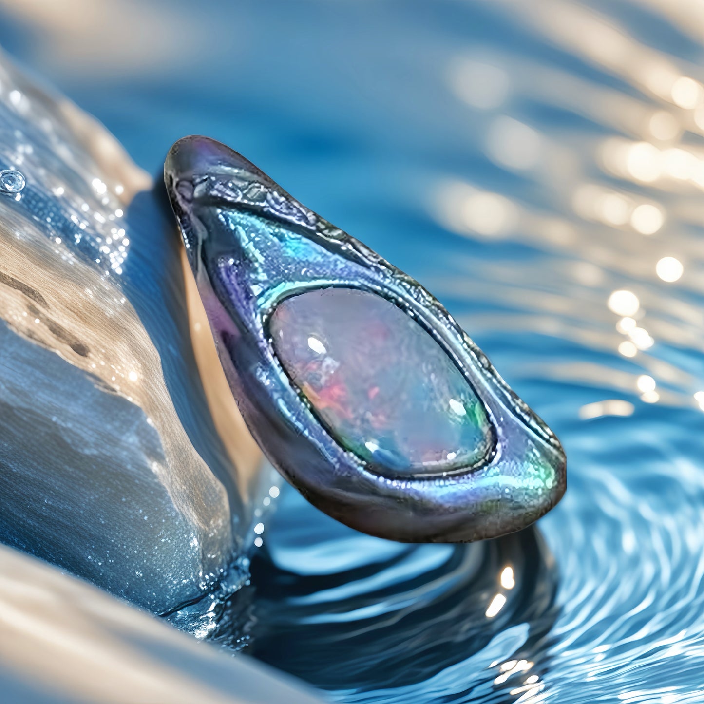 Anodized Titanium Blue Opal Pendant (Item No. TA004）