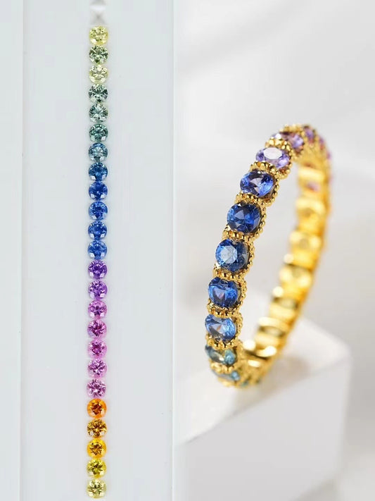 Rainbow Sapphire 18k Gold Ring (Item No. SA037）