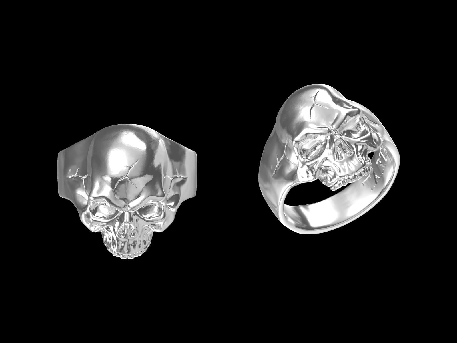 Half Skull 9k/14k/18k Gold Ring (Item No. GR0001） Tartaria Onlinestore