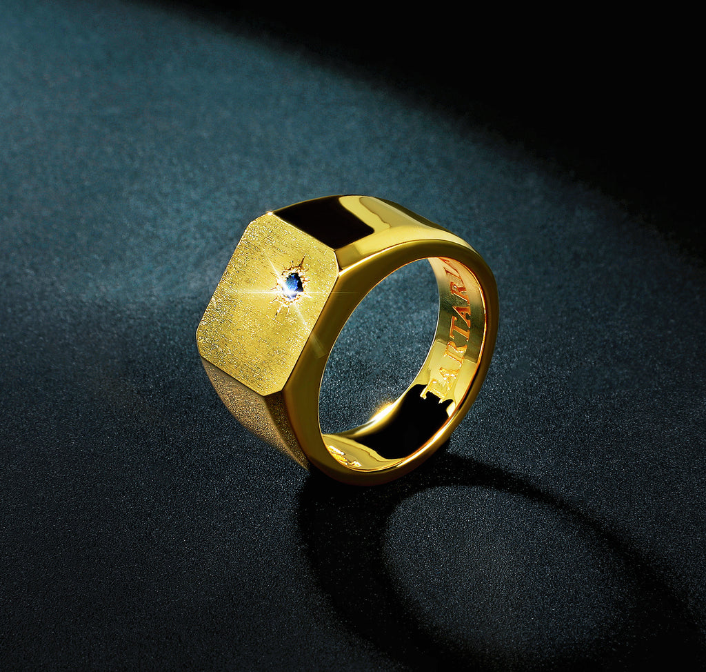 Signet Sterling Silver/9k/14k/18k Gold Ring (Item No. GR0010）