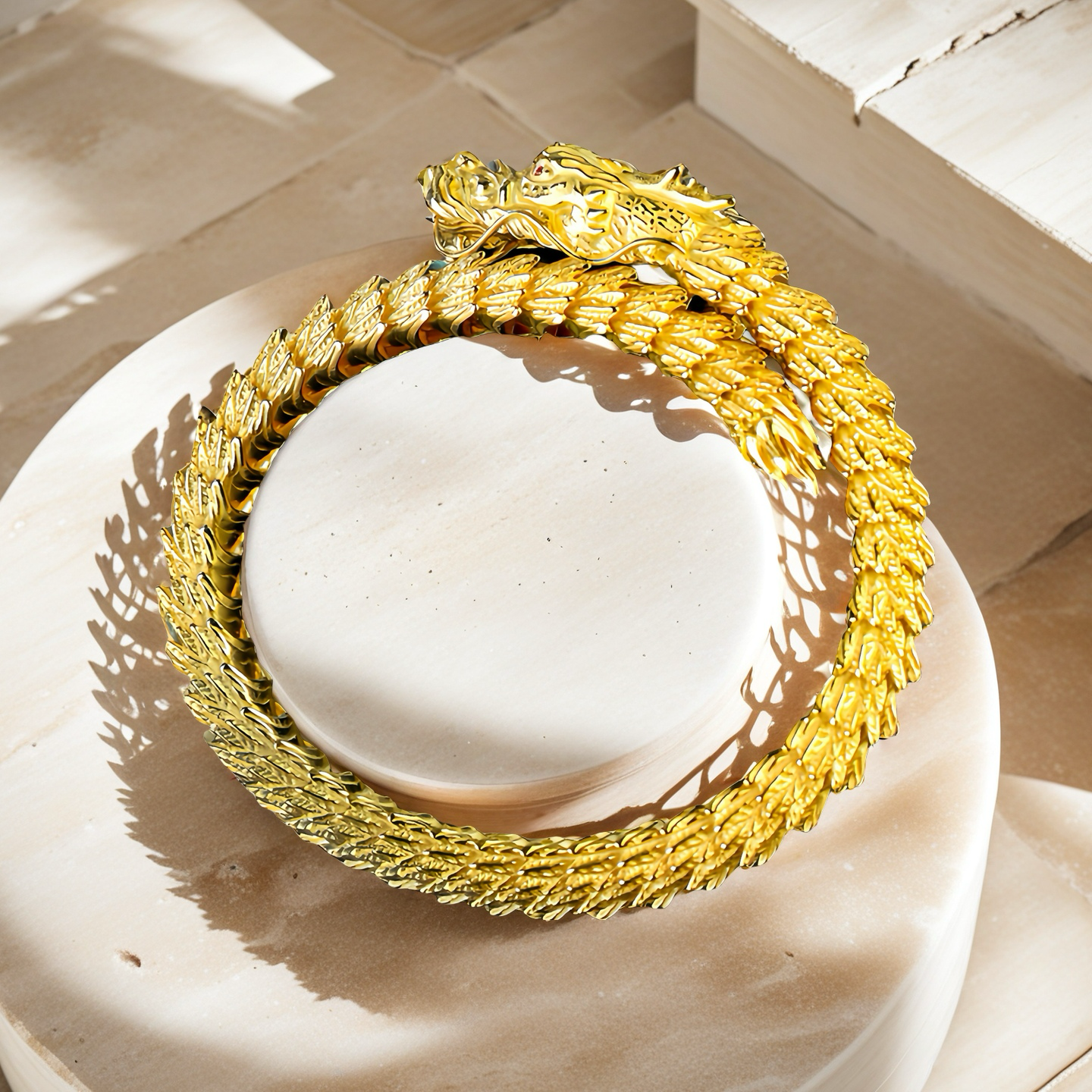 Dragon Elastic Sterling Silver/9k/14k/18k Gold Bracelet (Item No. GB0001）