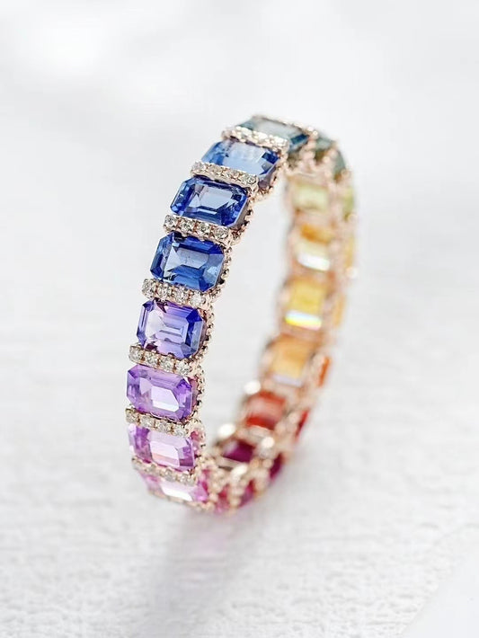 Rainbow Sapphire 18k Gold Ring (Item No. SA070）