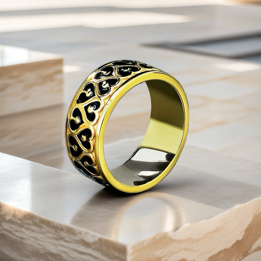 Rotatable Enamel Greeky Key Sterling Silver/9k/14k/18k Gold Ring (Item No. GR0002）