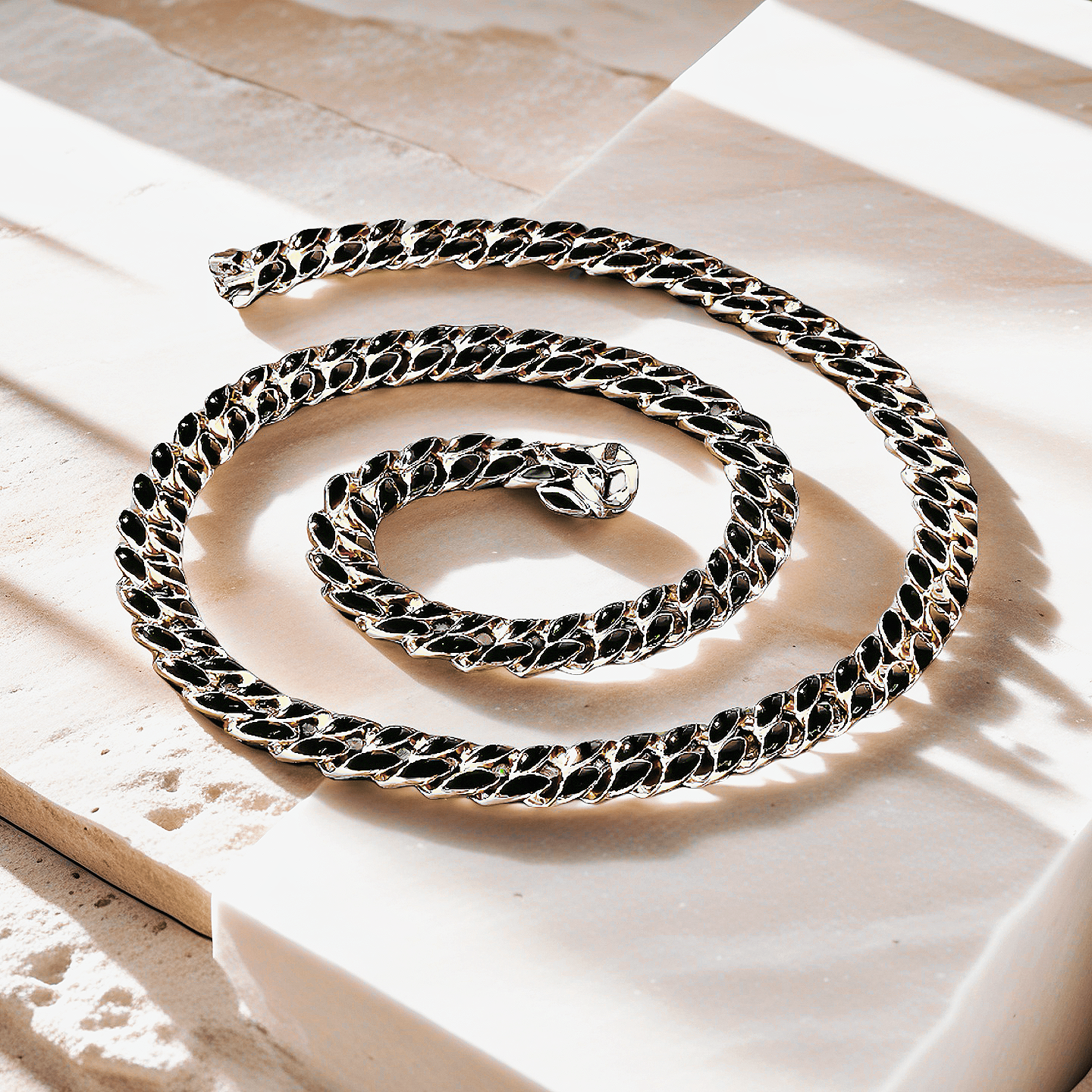 Curb Link Enamel Sterling Silver/9k/14k/18k Necklace Chain (Item No. GN0003）