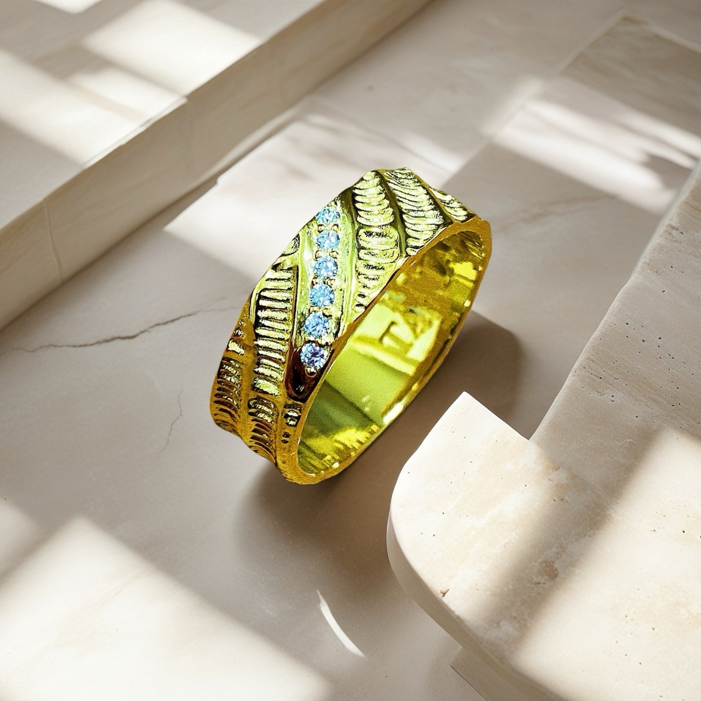 Dual Flow Diamond 925 Sterling Silver/9k/14k/18k Gold Ring (Item No. GR0006）