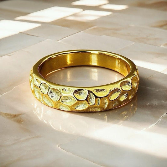 Hammered Sterling Silver/9k/14k/18k Gold Ring (Item No. GR0005）