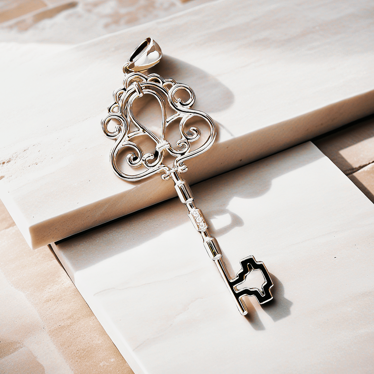 Renaissance Key Diamond 925 Sterling Silver/9k/14k/18k Gold Pendant (Item No. GP0001）