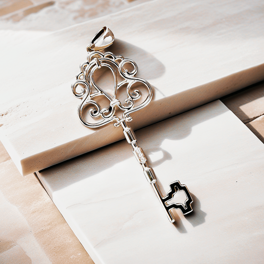 Renaissance Key Diamond 925 Sterling Silver/9k/14k/18k Gold Pendant (Item No. GP0001）