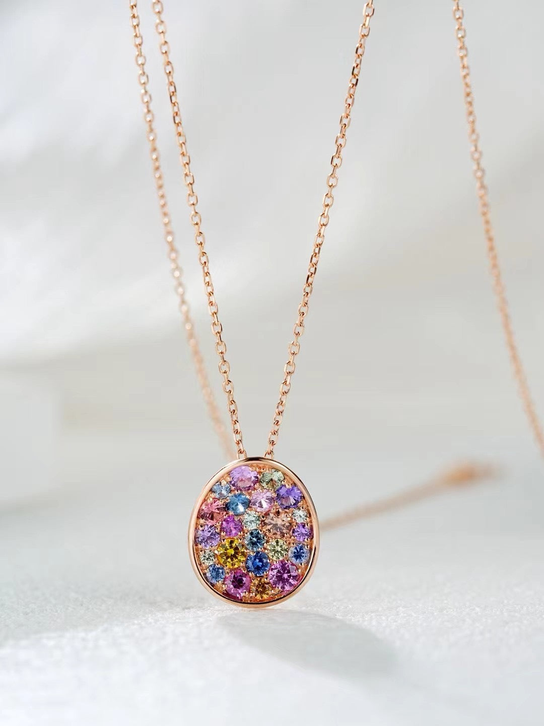 Rainbow Sapphire 18k Gold Pendant (Item No. SA057）