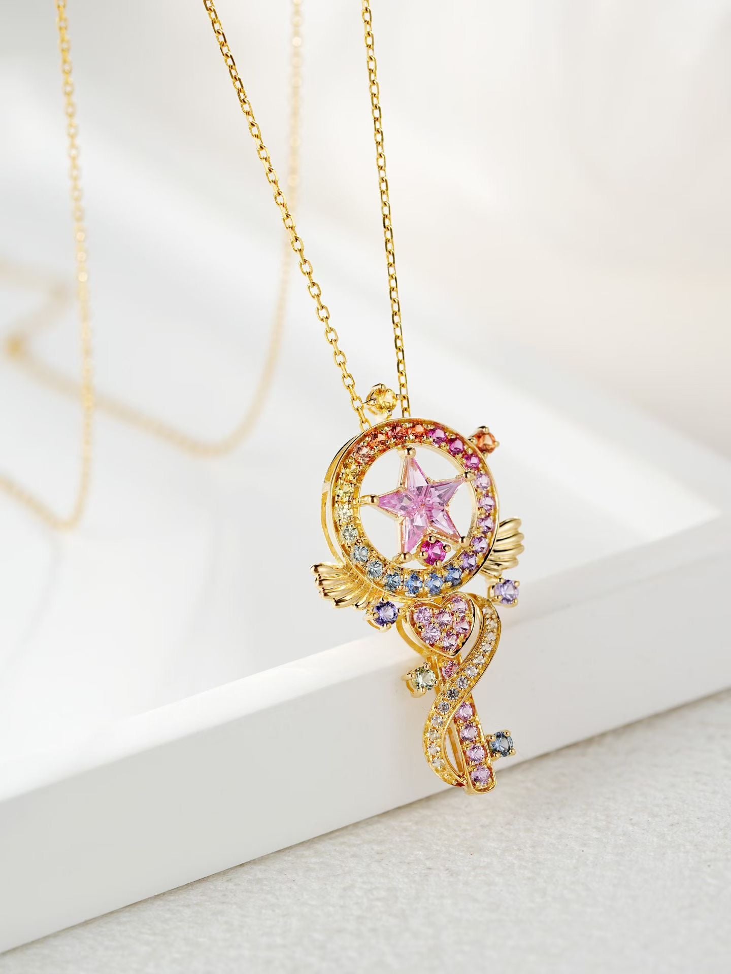 Music Rainbow Sapphire 18k Gold Pendant (Item No. SA142）
