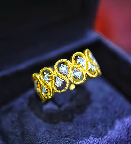 GuipureLace Vintage 18k Gold Diamond Ring (Item No. VT026）