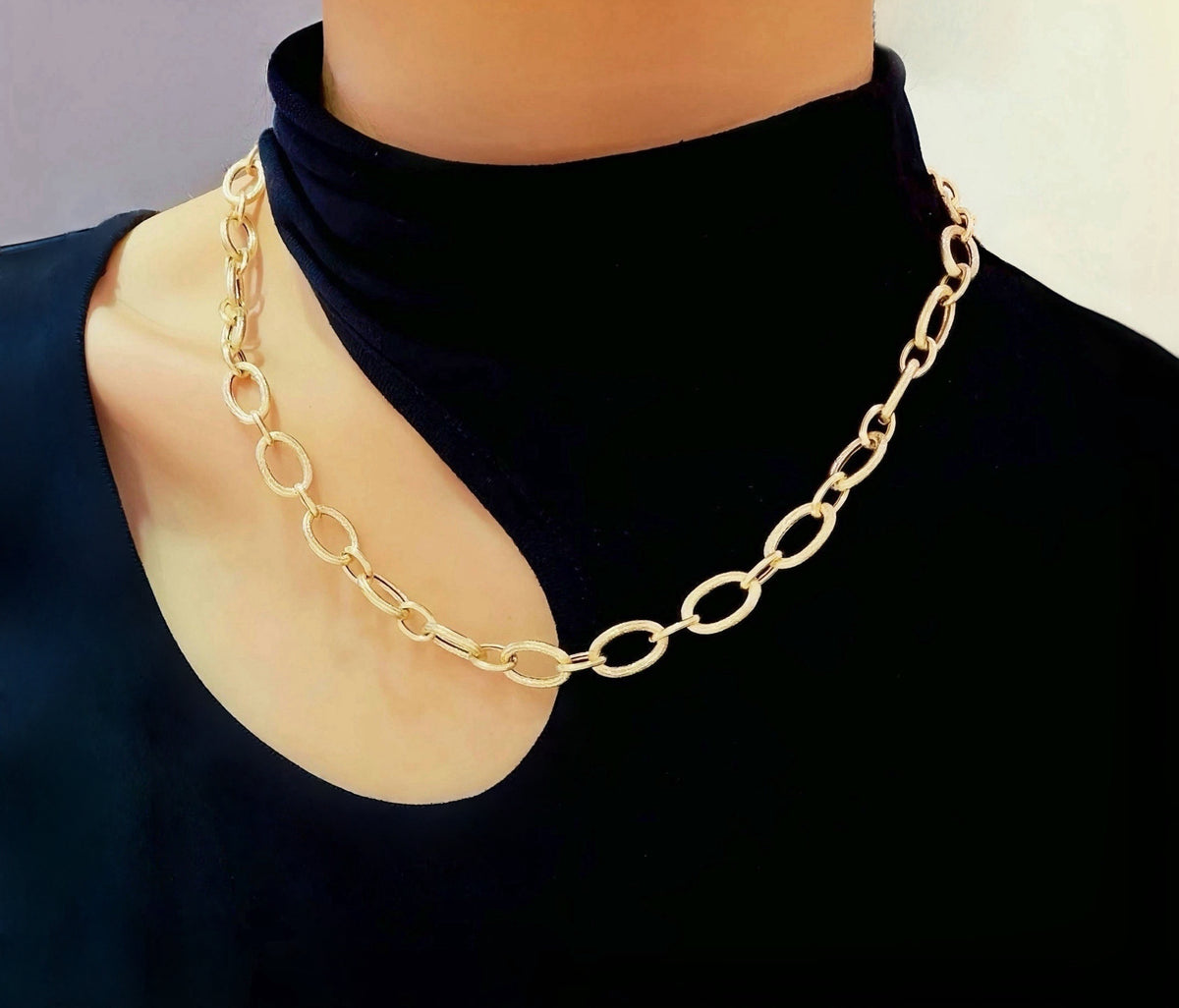Curb Link 18k Gold Necklace (Item No. SJN020）
