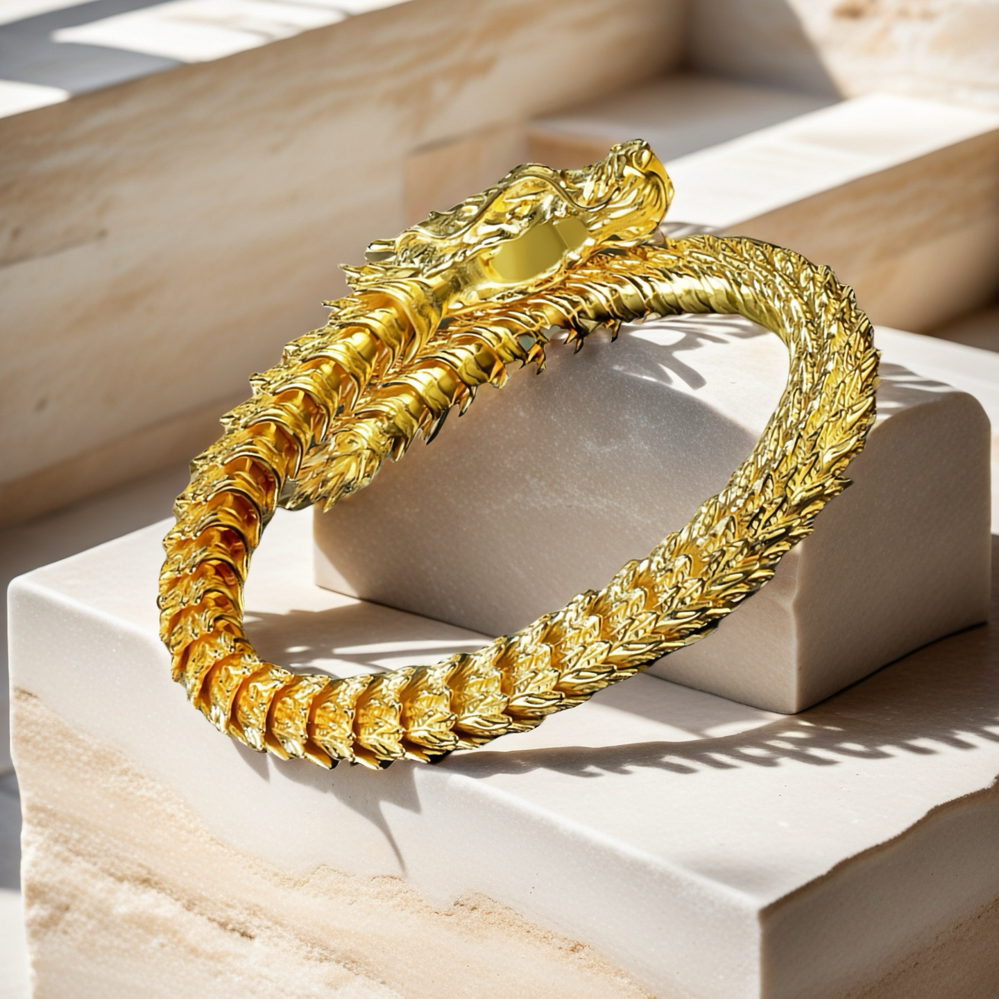 Dragon Elastic Sterling Silver/9k/14k/18k Gold Bracelet (Item No. GB0001）