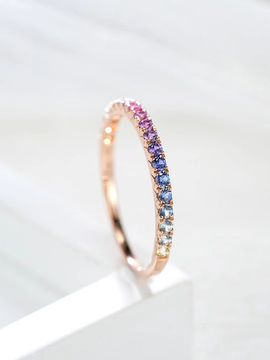 Rainbow Sapphire 18k rose Gold Ring (Item No. SA003）