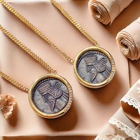 Parthian Emperor Ancient Greek Coin Medallion 18K Gold Pendant (Item No. COIN049）