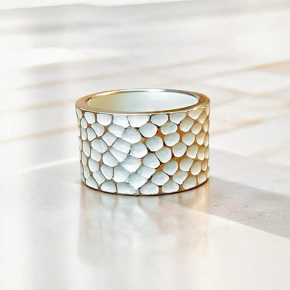 14mm Hammered Silver Ring (Item No. R0119)