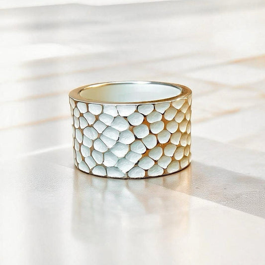 14mm Hammered Silver Ring (Item No. R0119)