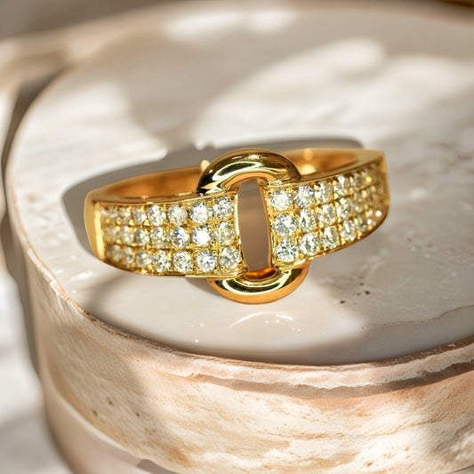 Vintage 18k Gold Sapphire Diamond Ring (Item No. VT186）