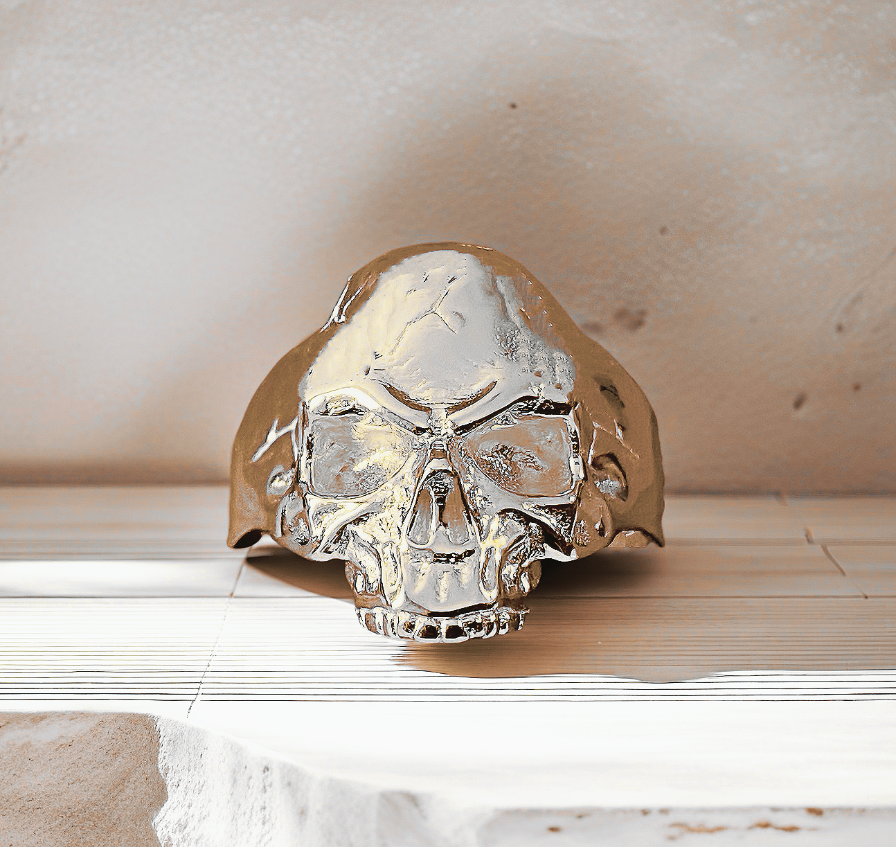 Half Jaw Skull 925 Sterling Silver/9k/14k/18k Gold Ring (Item No. GR0011）
