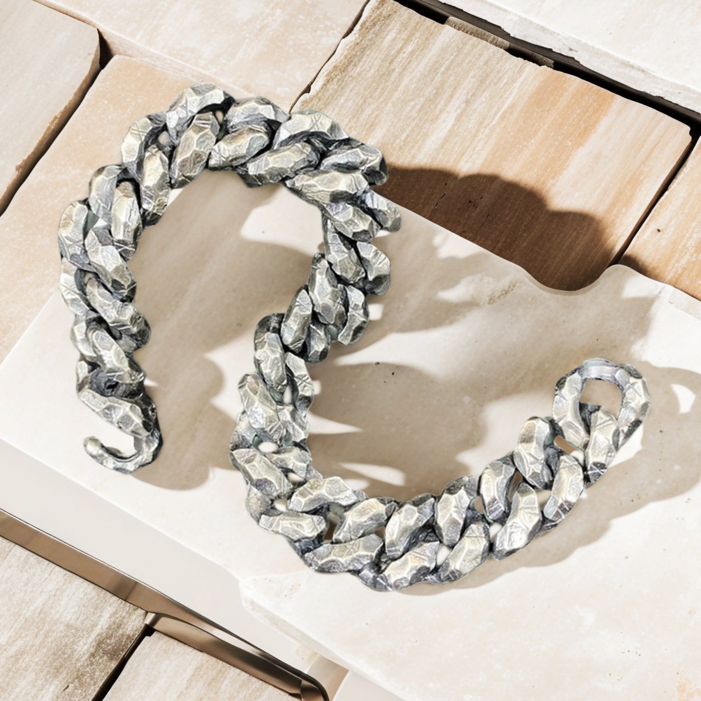 Heavy Metal Hammered Silver Bracelet  (Item No. B0611 )