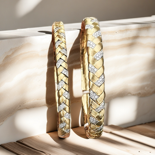 Vintage Rigato Engrave 18k Gold Diamond Bracelet (Item No. VT002）