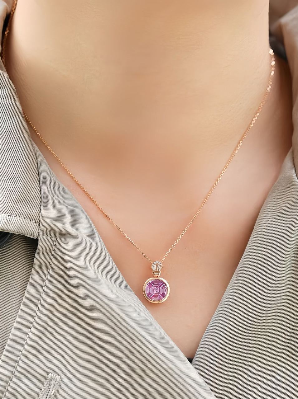 Rainbow Sapphire 18k Gold Pendant (Item No. SA090）