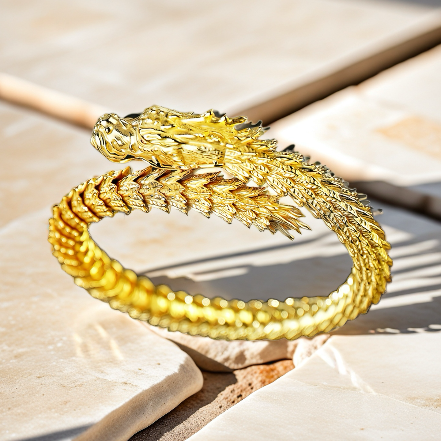 Dragon Elastic Sterling Silver/9k/14k/18k Gold Bracelet (Item No. GB0001）