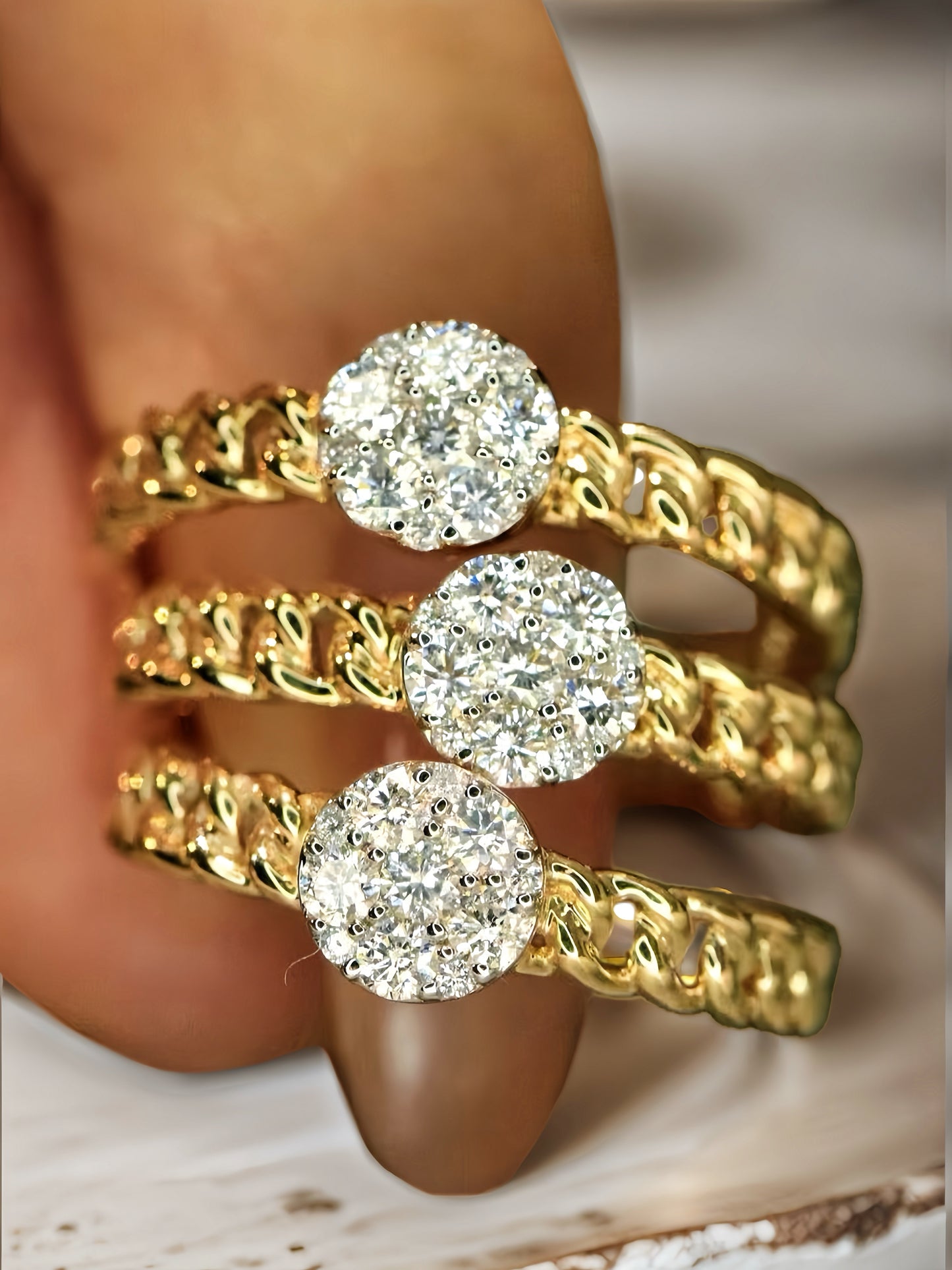 Cuban 18k Gold Diamond Ring (Item No. VT182）