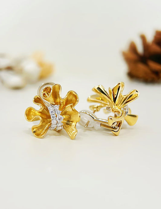 Vintage 18k Gold Diamond Earring (Item No. VT510）