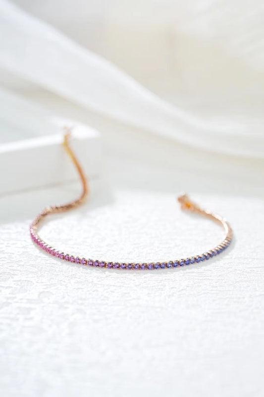 Tennis Rainbow Sapphire 18k Gold Bracelet (Item No. SA108）
