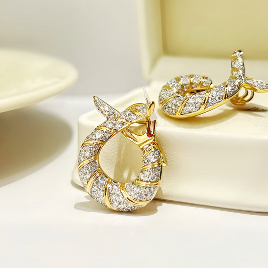 Vintage 18k Gold Diamond Earring (Item No. VT445）