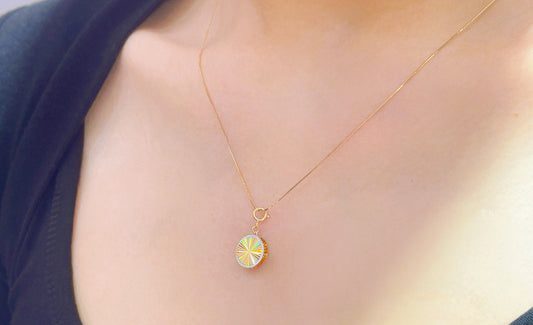Laser Iridescent 18k Gold Pendant (Item No. SJP012）