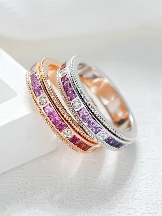 Rainbow Sapphire 18k Gold Ring (Item No. SA125）