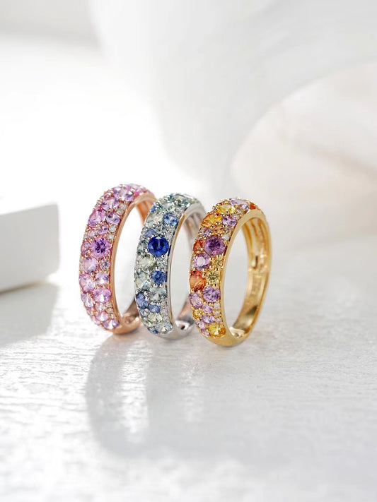 Rainbow Sapphire 18k Gold Ring (Item No. SA060）