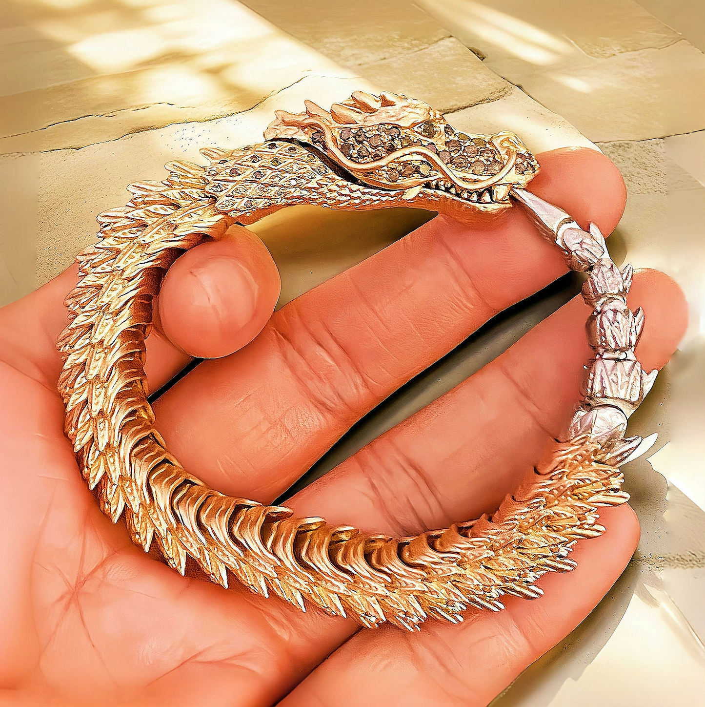 Gold Dragon Diamond Bracelet Chain (Item No. GB0023)
