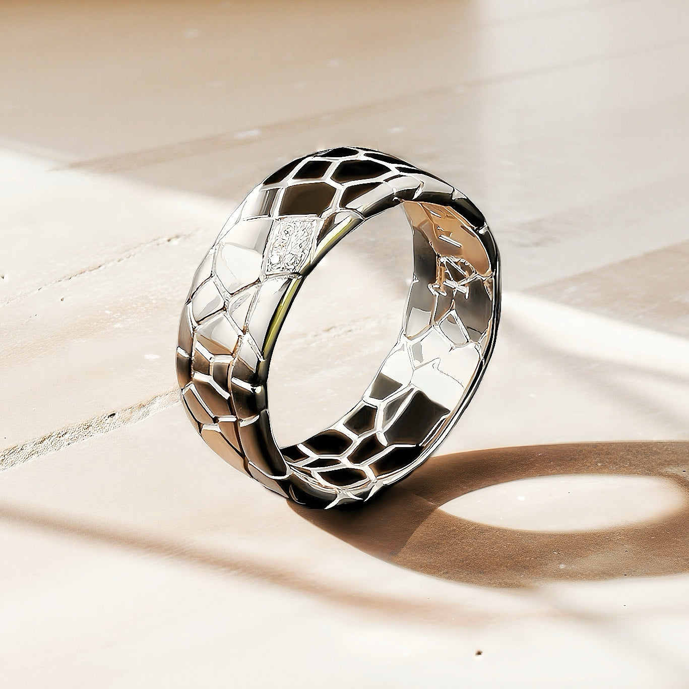 Classic Cracking Stone Silver Ring (Item No. TDRS0008）
