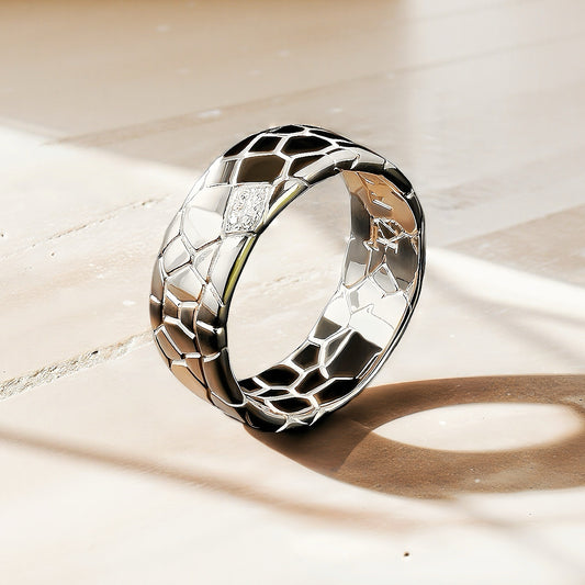 Classic Cracking Stone Silver Ring (Item No. TDRS0008）