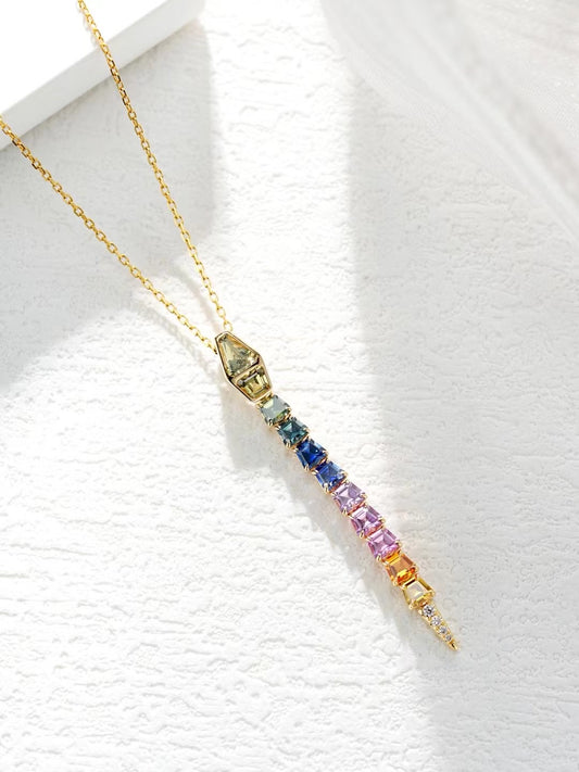 Snake Rainbow Sapphire 18K Gold Pendant (Item No. SA011）