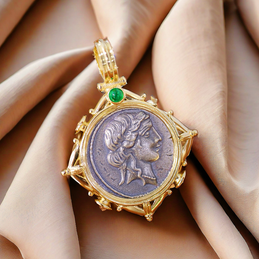 Venus Ancient Greek Coin Medallion 18K Gold Pendant (Item No. COIN021）