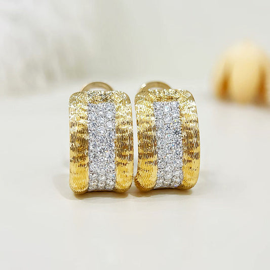 Vintage 18k Gold Diamond Earring (Item No. VT487）