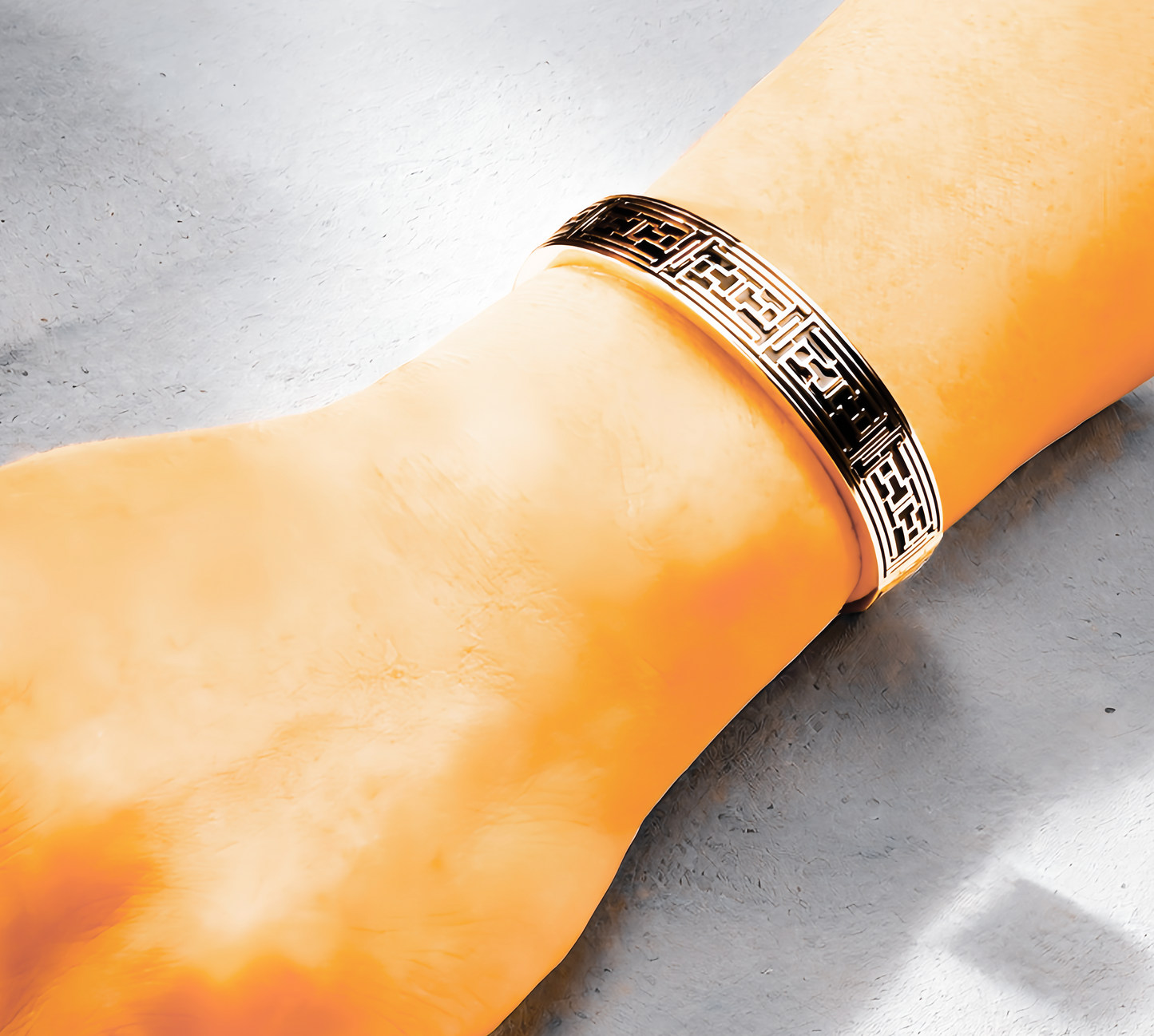 Greek Key Enamel 925 Sterling Silver/9k/14k/18k Gold Bangle(Item No. GB0013）