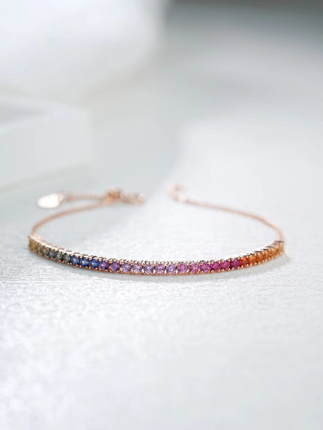 Rainbow Sapphire 18k Gold Bracelet (Item No. SA084）