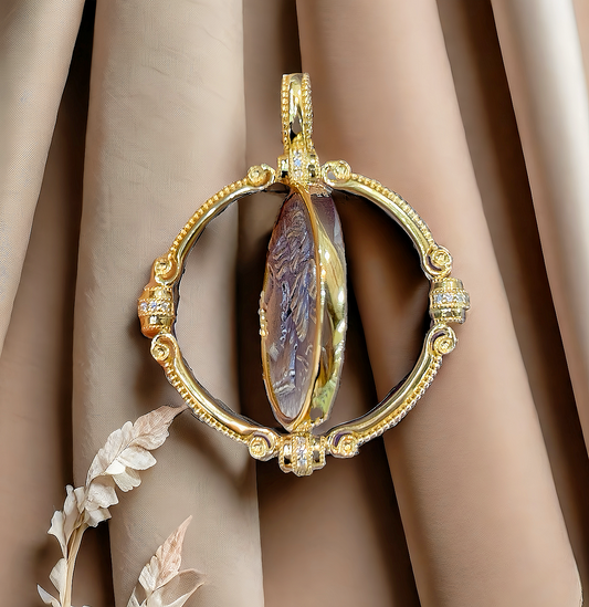 Aphrodite Ancient Greek Coin Medallion 18K Gold Pendant  (Item No. COIN084）