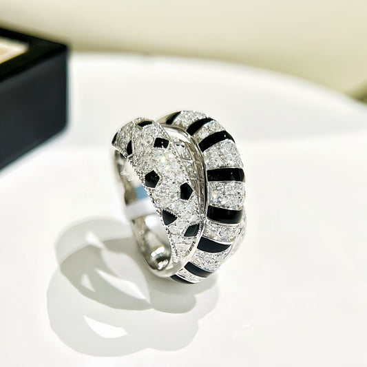 Black Enamel Vintage 18k Gold Diamond Ruby Ring (Item No. VT406）